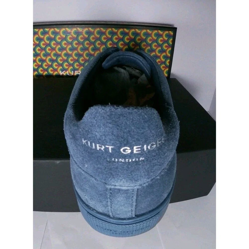 Kurt Geiger London Men's Lennon Slip on Blue Suede Sneakers Us 13 Used with box
